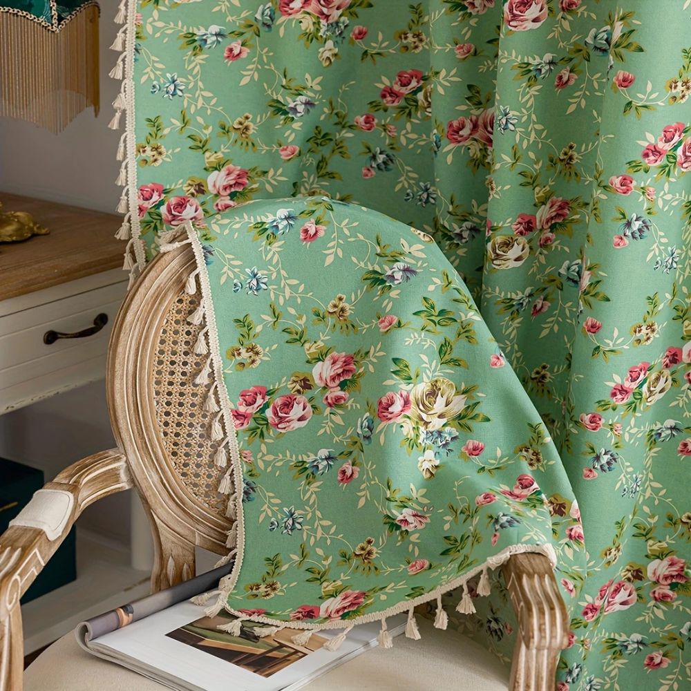 Charming Floral Tassel Window Drapes