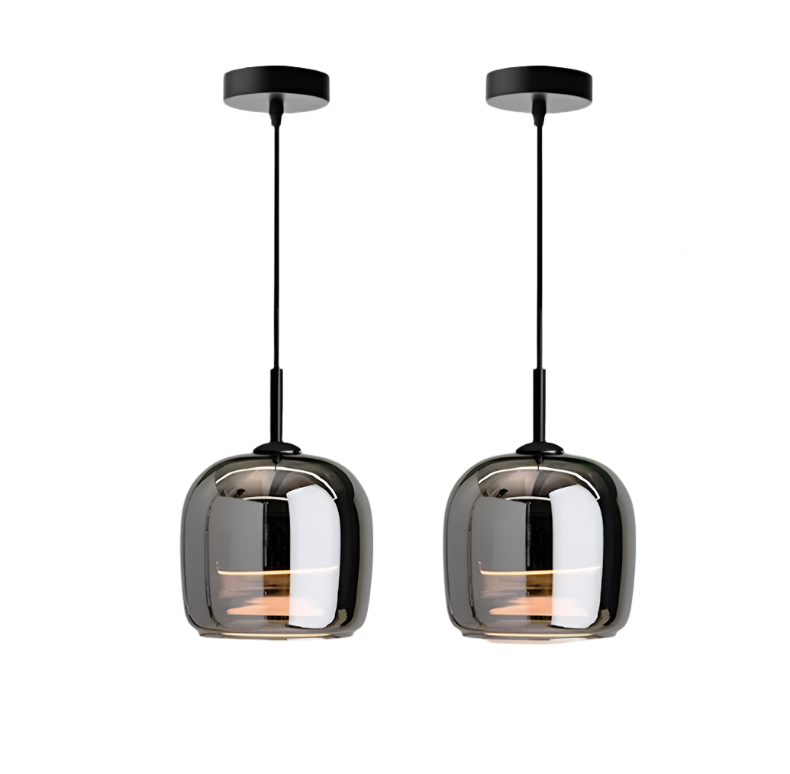 Nordic Black Glass Hanging Light Fixture - Modern Pendant Lamp for Dining and Kitchen