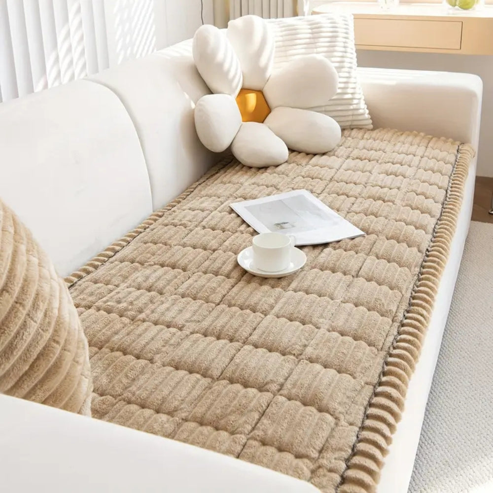 Soft Flannel Sofa Cover – Washable, Anti-Slip, Pleated Design