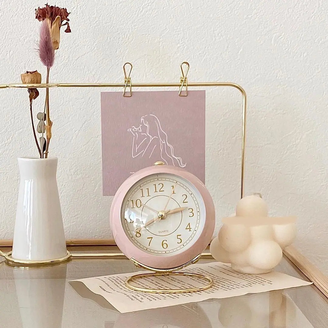 Vintage Alarm Clock with Gold Accents in Retro Style