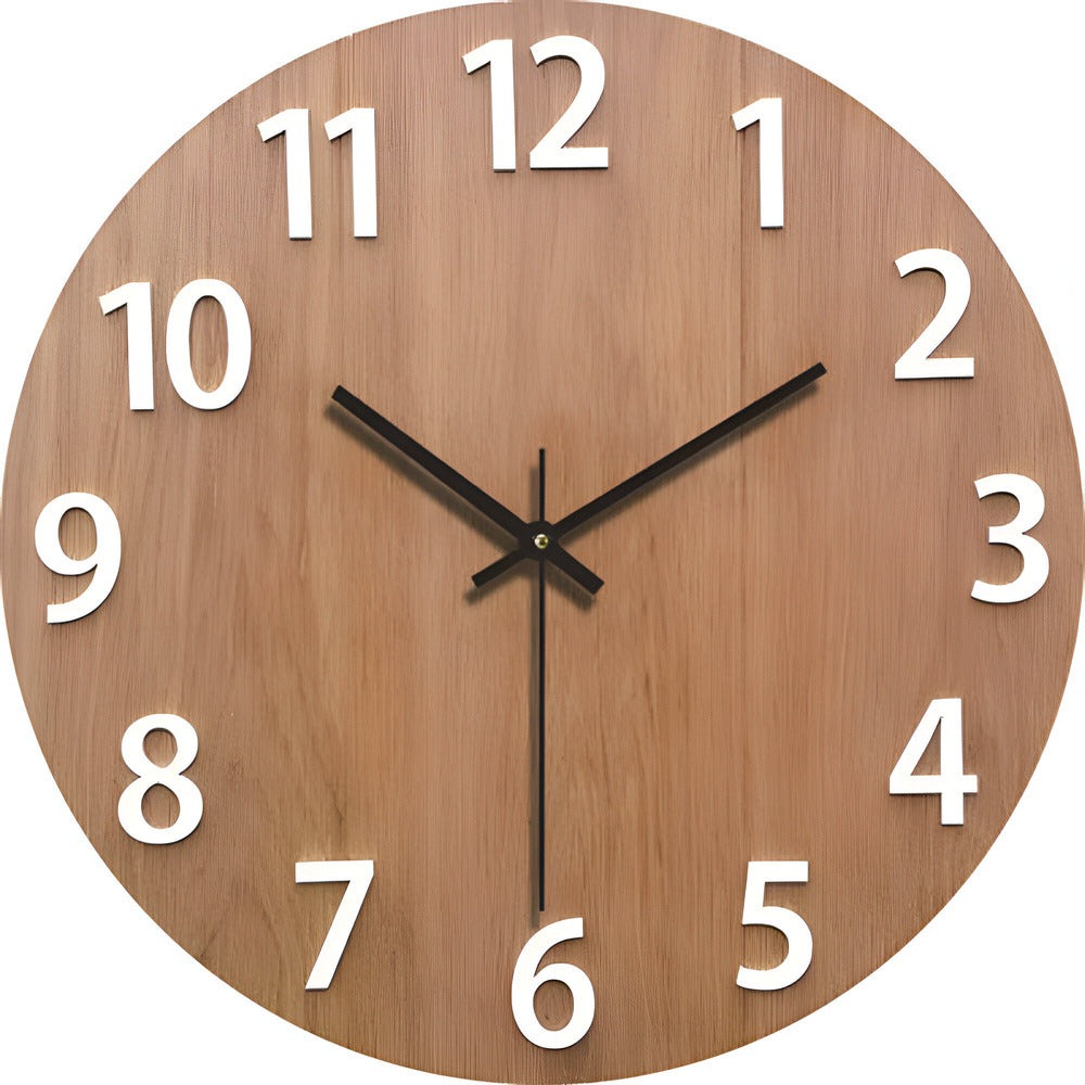 Wooden Wall Clock in Minimalist Design with Silent Mechanism
