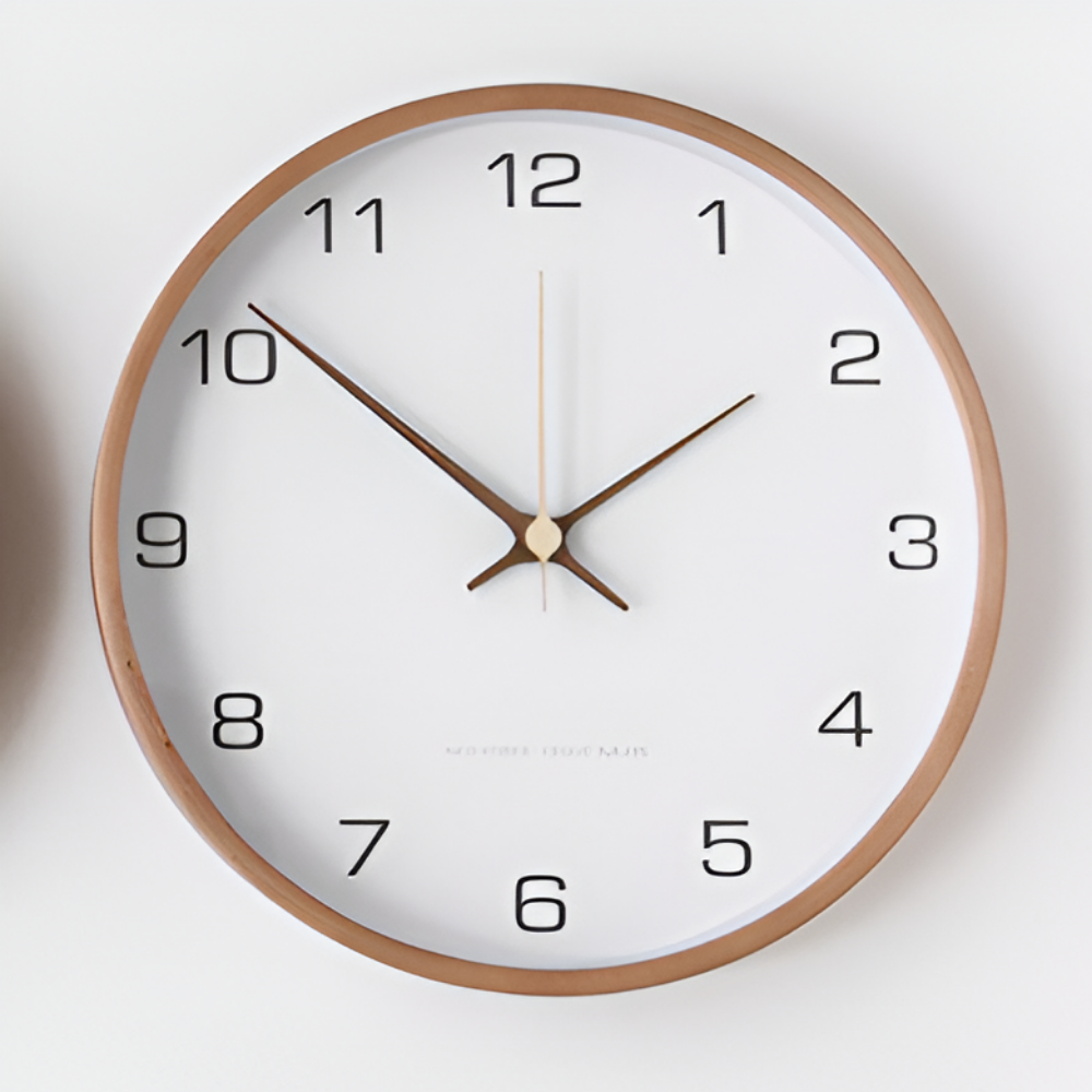 Nordic Style Wall Clock in Wood – Silent Operation
