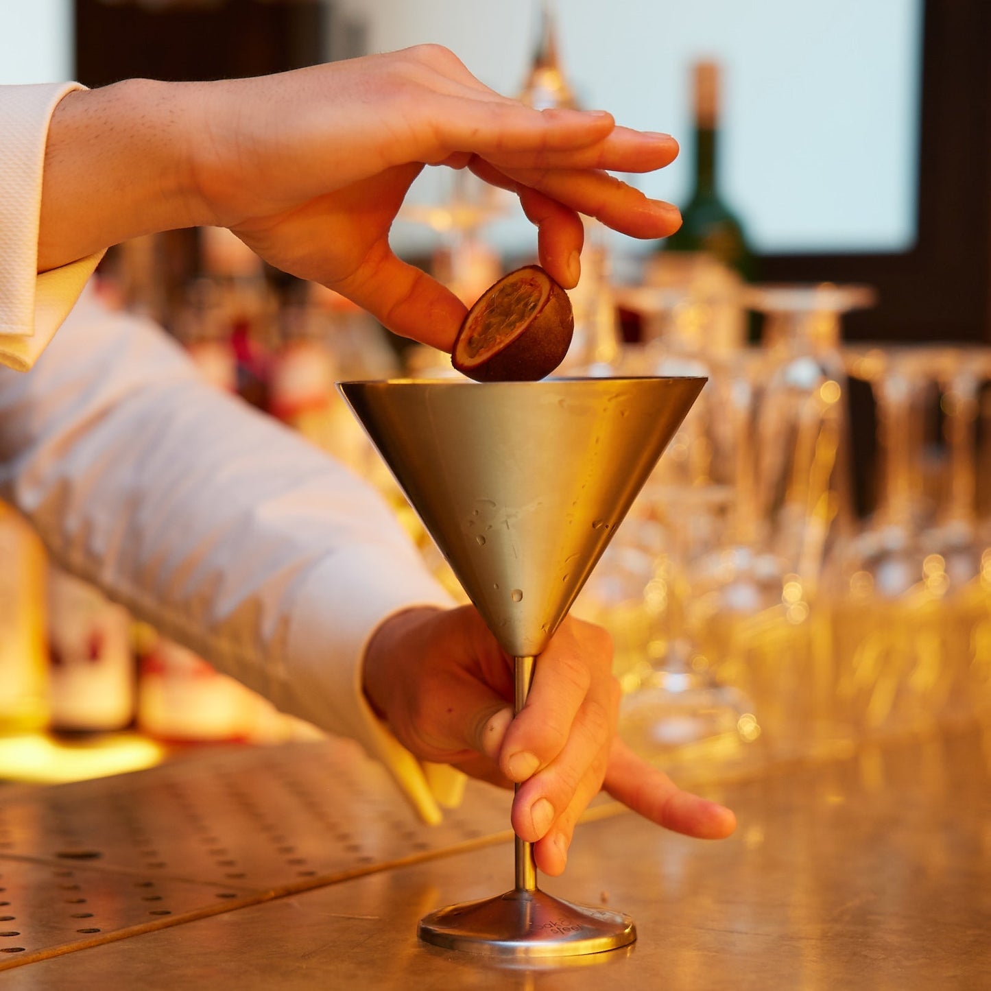 Matte Silver Martini Glasses in Stainless Steel