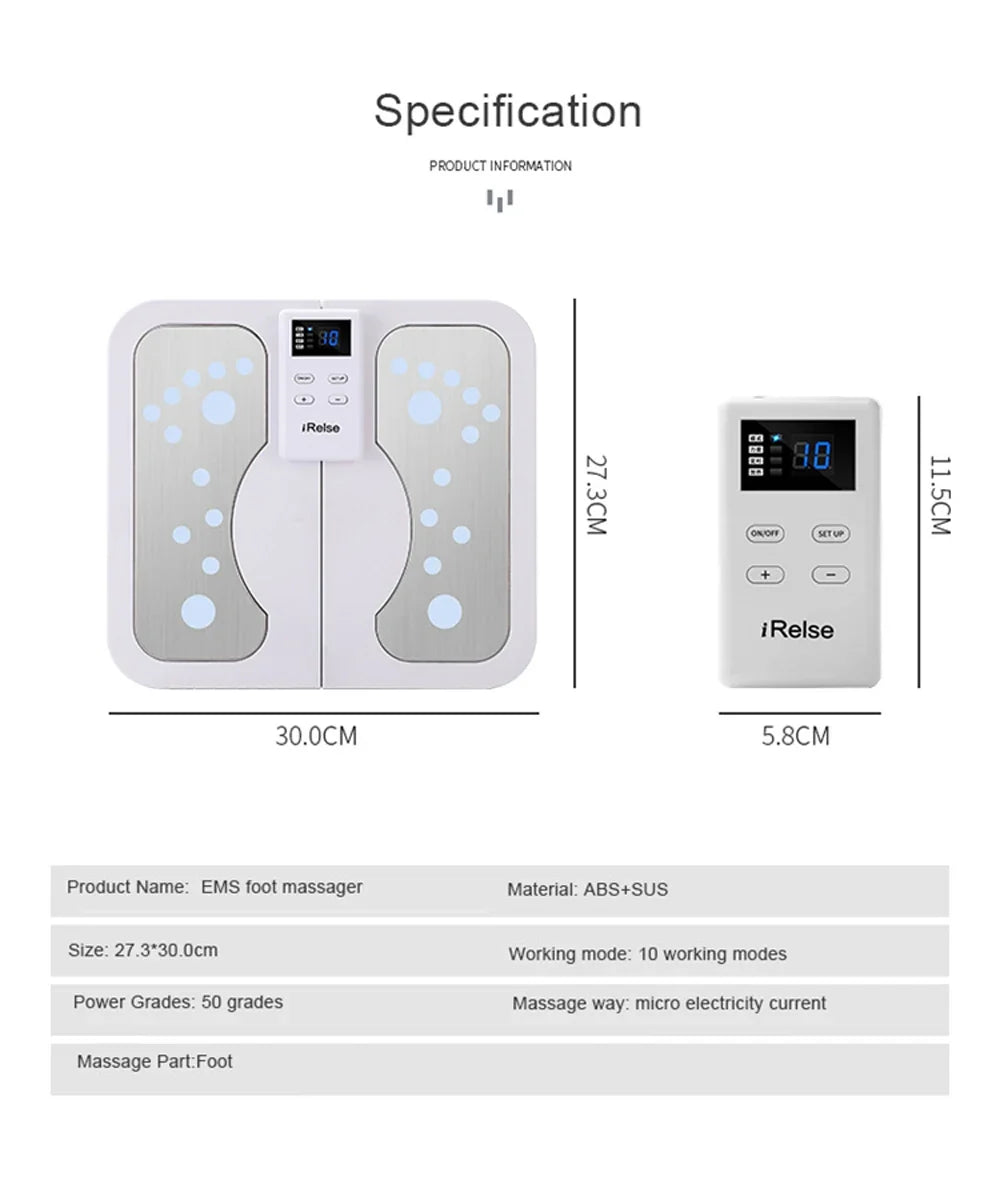Foldable Foot Massager Mat with EMS, TENS, Heat – 3 Levels & LCD Control