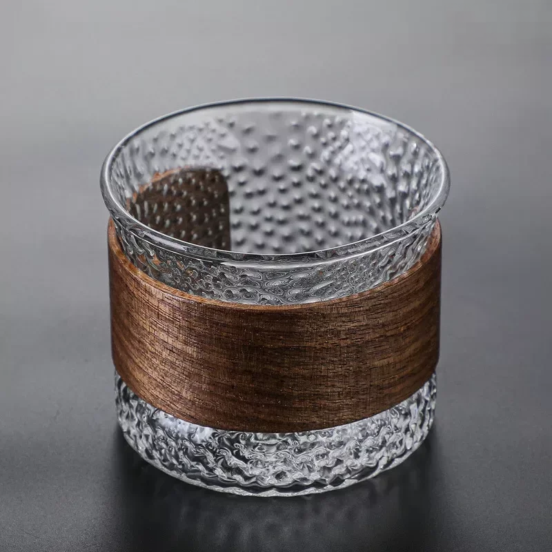 Wooden Accent Tumbler Glass for Elegant Drinking Experience