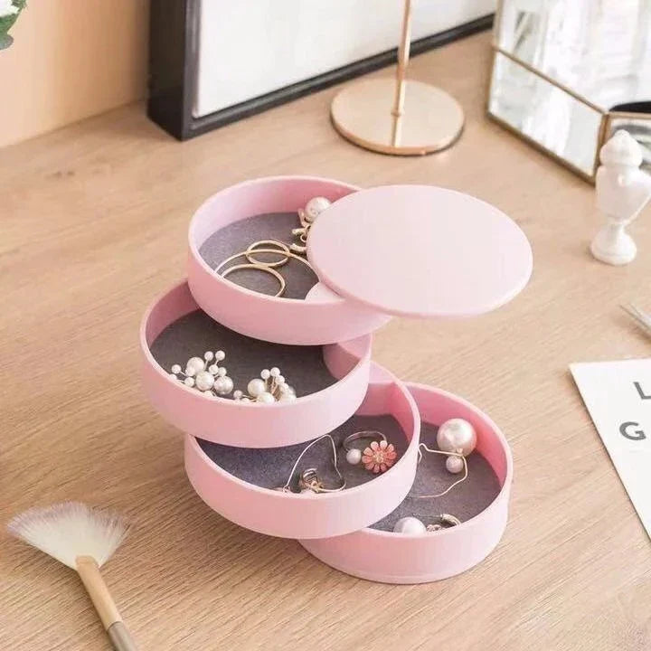 Rotating Jewelry Organizer with 5 Layers - Dust-Proof Compact Storage for Accessories