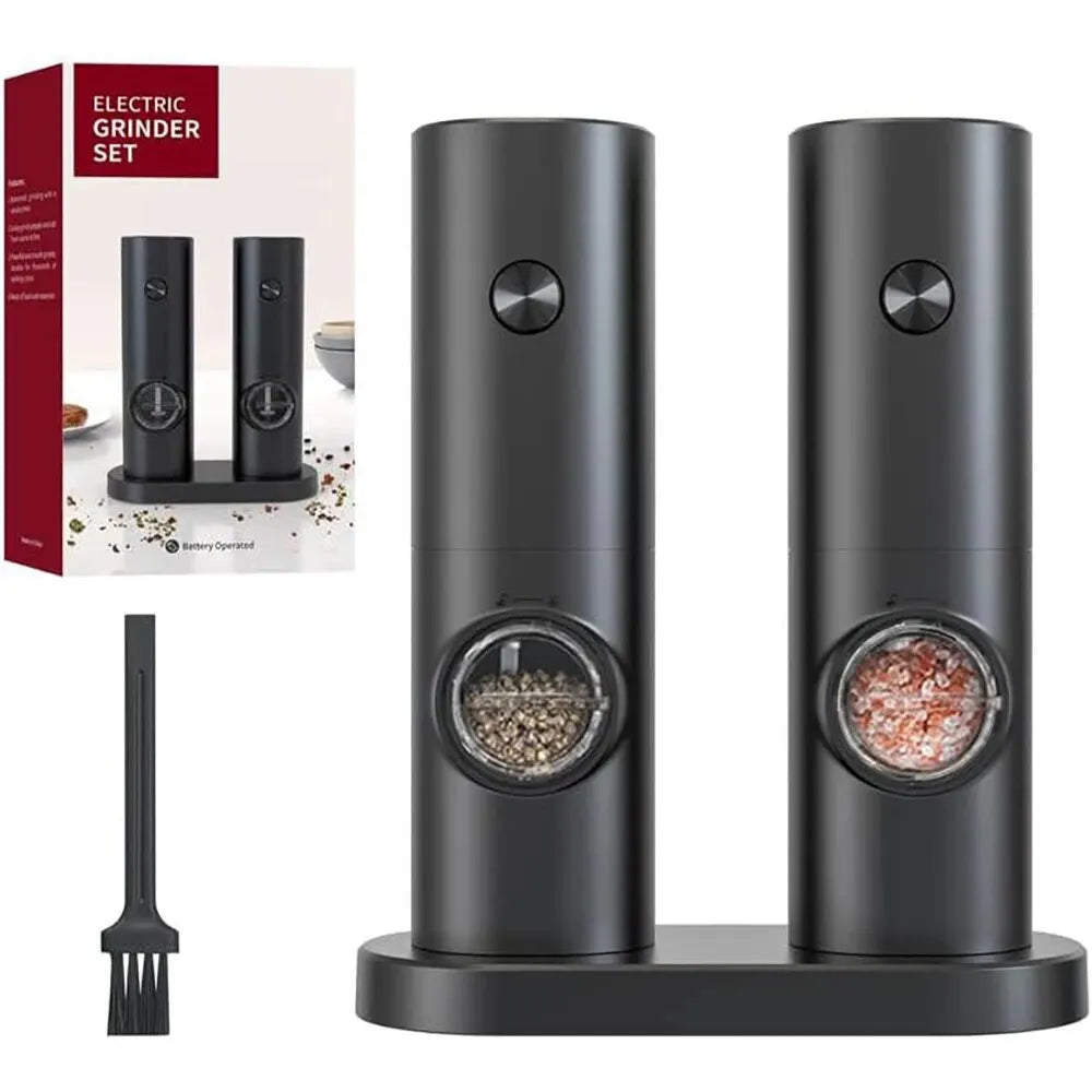 Set of 2 Electric Salt and Pepper Grinders with Adjustable Coarseness