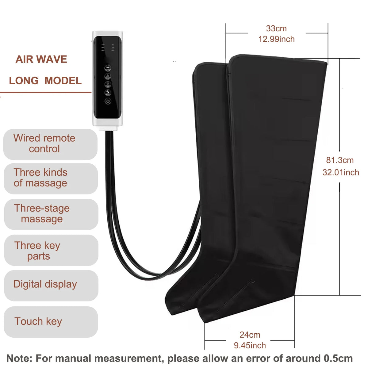 Leg Massager Boots with Air Compression | 6 Airbags for Foot, Calf & Knee, 3 Modes, 3 Intensities, LED Control