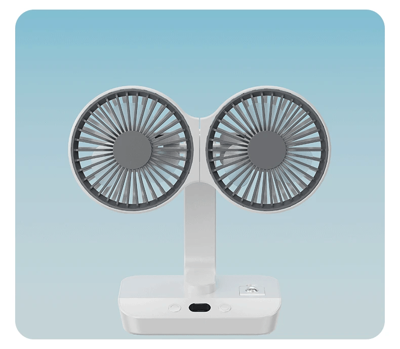 Portable Night Lamp with Adjustable Double-Head Table Fan