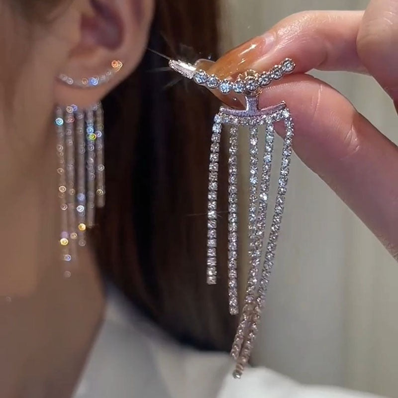Elegant 2-in-1 Crystal Drop Earrings