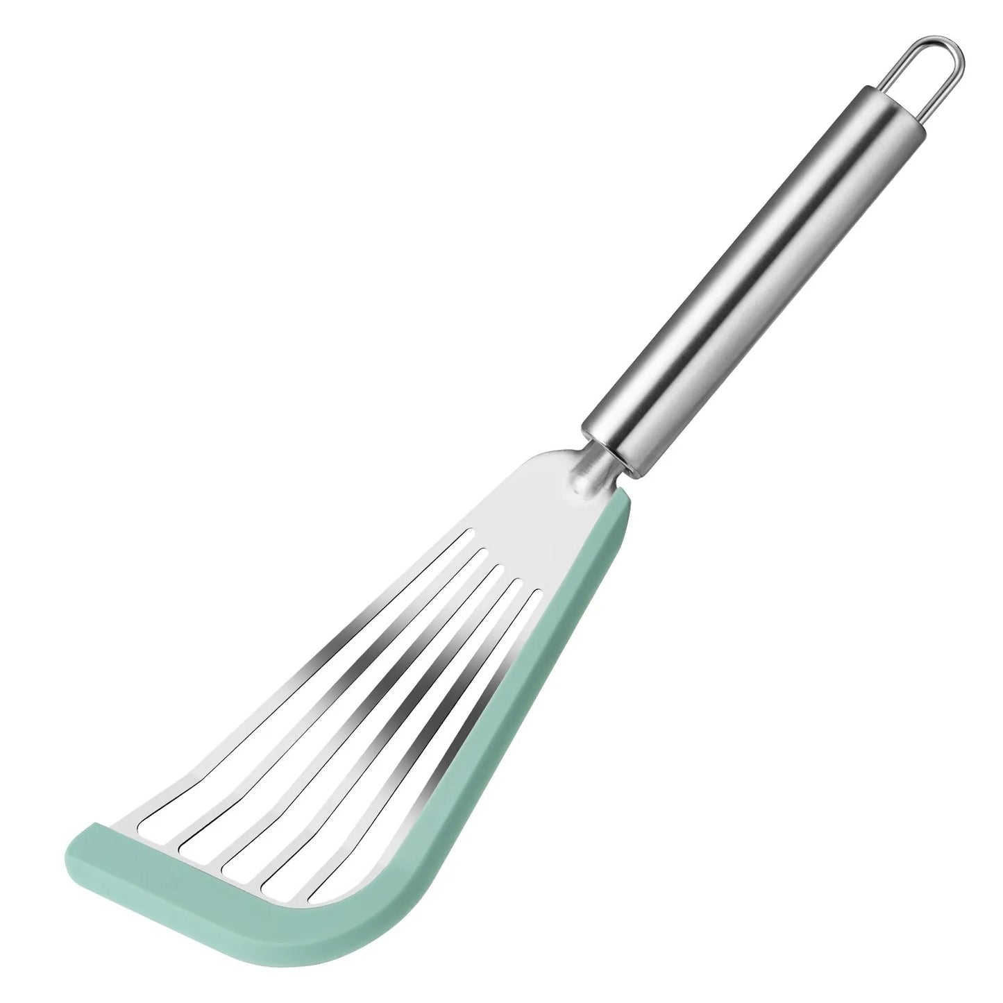 Silicone-Edged Slotted Turner - Heat-Resistant Stainless Steel Fish Spatula