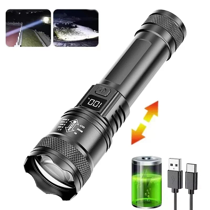Ultra Bright Tactical LED Flashlight with Rechargeable Power Bank