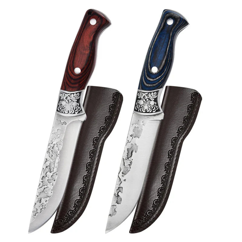 Forged Stainless Steel Cleaver - Versatile Chef's Knife for Meat, Fruit, BBQ, and Boning with Sheath