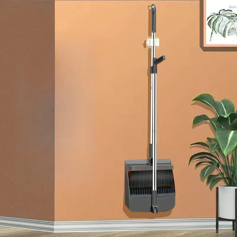 Compact Broom and Dustpan Set with Hair Removal and Foldable Design