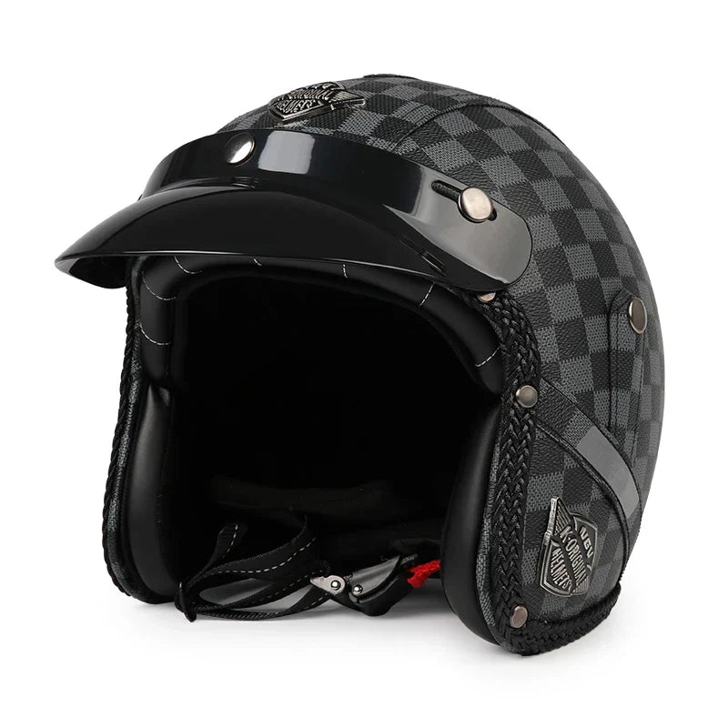 Retro Open Face Motorcycle Helmet - Kael - 3/4 Size