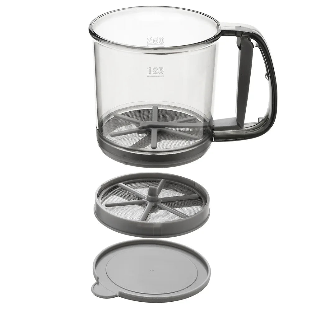 Flour Sifter with One-Hand Operation | Fine Mesh | BPA-Free | 250ml for Flour & Powdered Sugar
