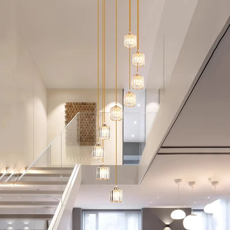 Elegant Grand Ceiling Light – Vintage Crystal Staircase Chandelier