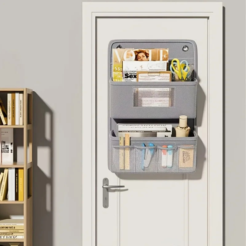 Wall Organizer Fabric with Window and Hooks - Multiple Compartments