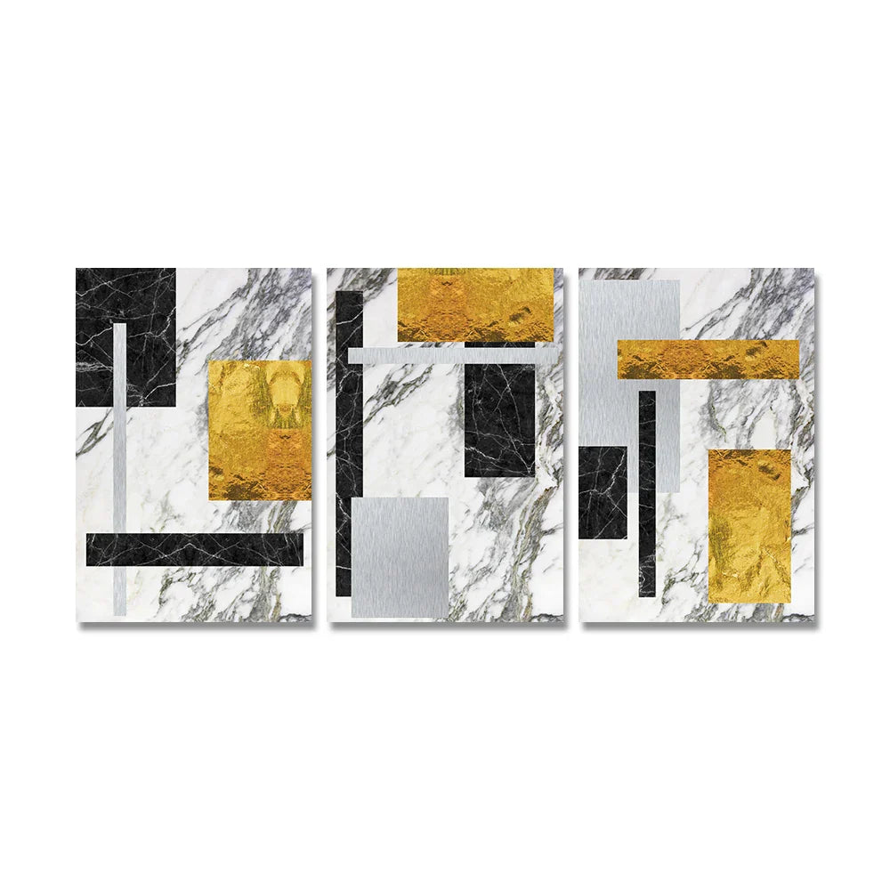 Abstract Geometric Canvas Prints in Black and Gold for Home or Office Decor