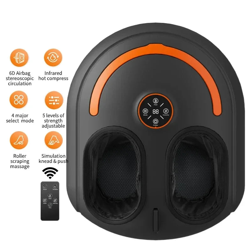 Foot Massager with Heat and Air Compression – 4 Settings, 5 Levels, Vibration, LCD Screen & Remote Control