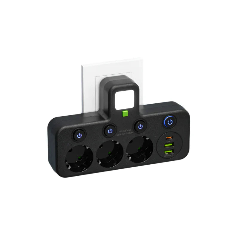Multi-Port Power Socket with USB Type-C and Surge Protection