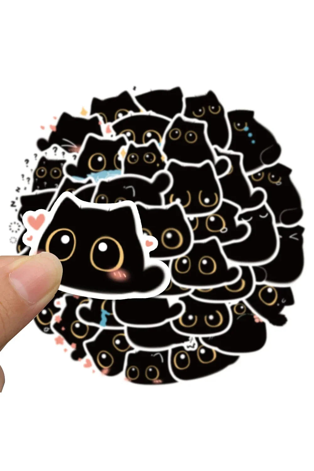 Set of Black Cat Adhesive Decals