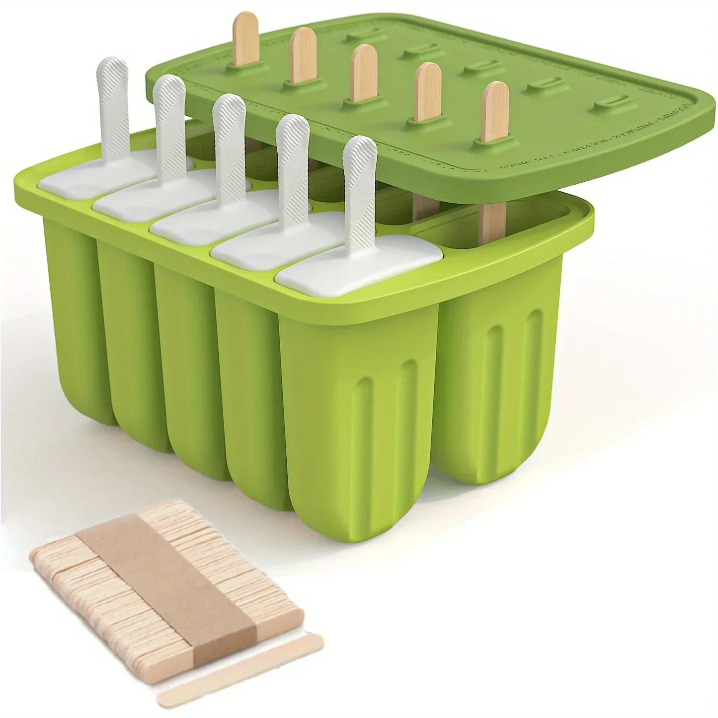 Silicone Ice Mold Set - BPA-Free & Reusable with Wooden Sticks for DIY Ice