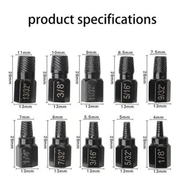10-Piece Bolt Extractor Set | Effortlessly Remove Stuck Fasteners