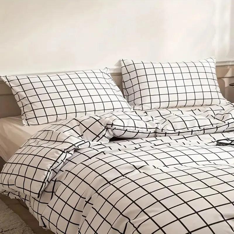 Checkered Pattern Bedding Set – Comfortable and Breathable