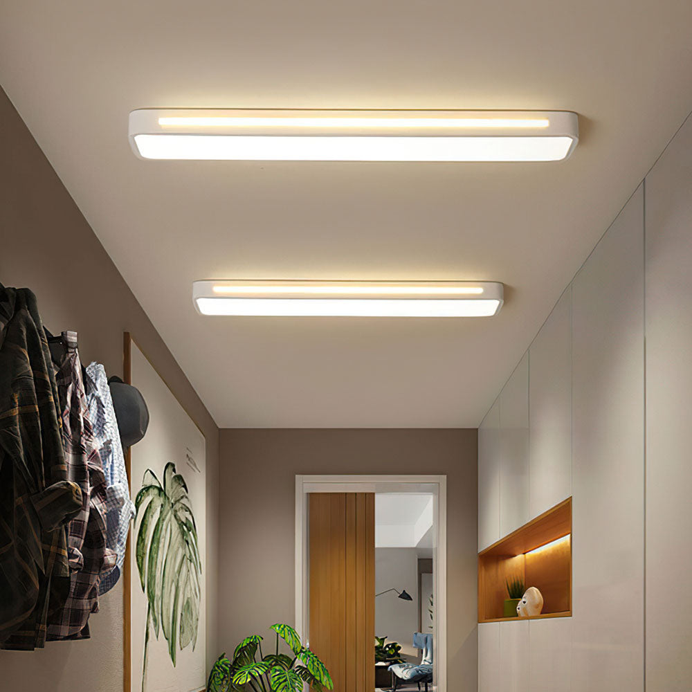Linear Minimalist LED Ceiling Light in Iron with Acrylic Shade
