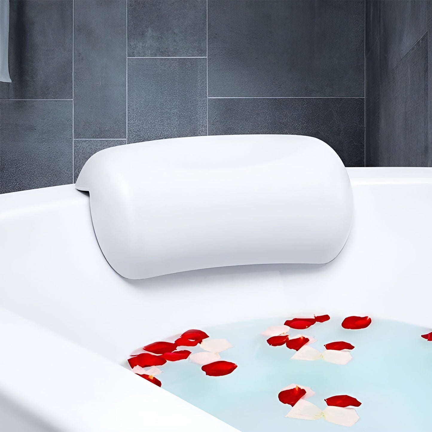 Waterproof Non-Slip Bathtub Pillow – Soft Memory Foam Head and Back Cushion with Suction Cups