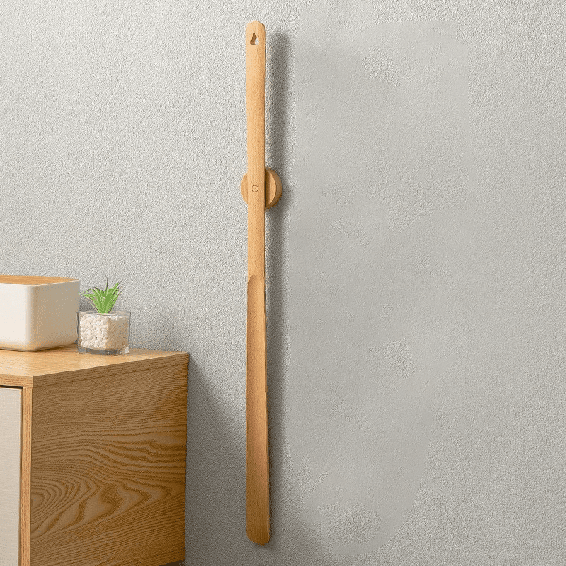 Ergonomic Wooden Shoe Horn - 50 cm Long Handle for Comfortable Wear