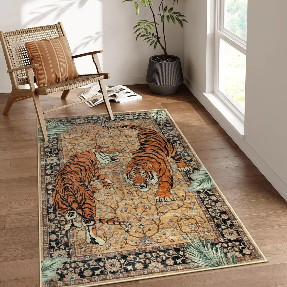Jungle Majesty Tiger-Themed Area Rug