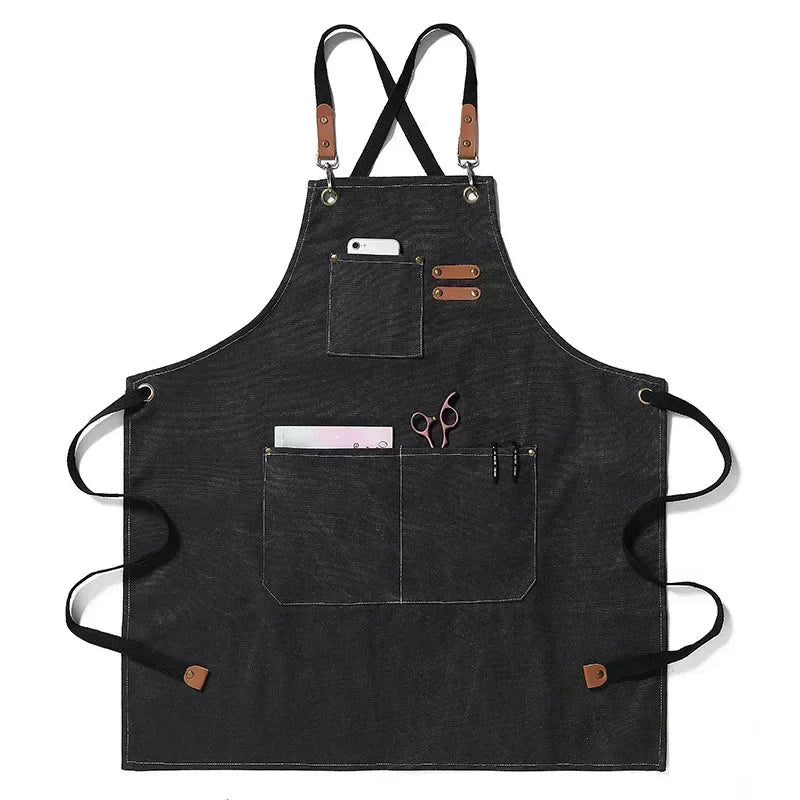 Adjustable Unisex Chef Apron with Pockets – Durable Canvas Workwear