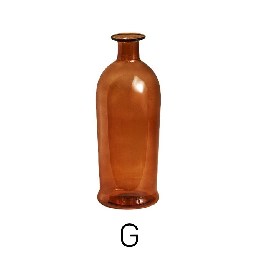 Contemporary Glass Candle Holder in Amber Color