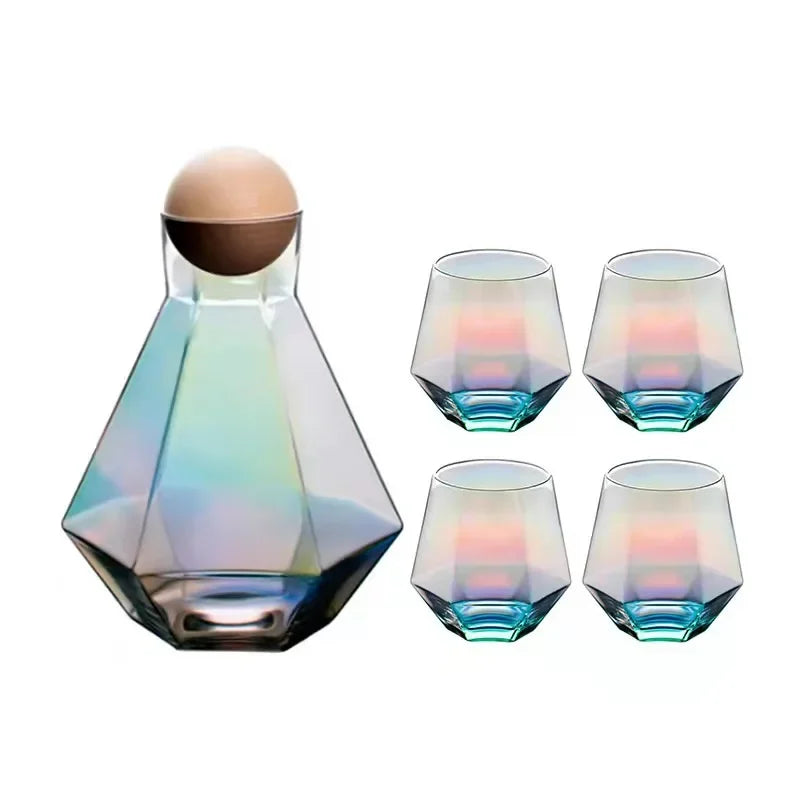 Drinkware Set with Diamond Design – Jug and Tumblers