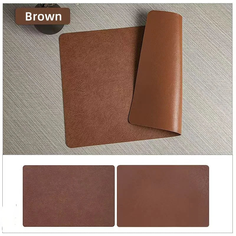 Waterproof Faux Leather Dining Table Mats – Heat Resistant Double-Sided