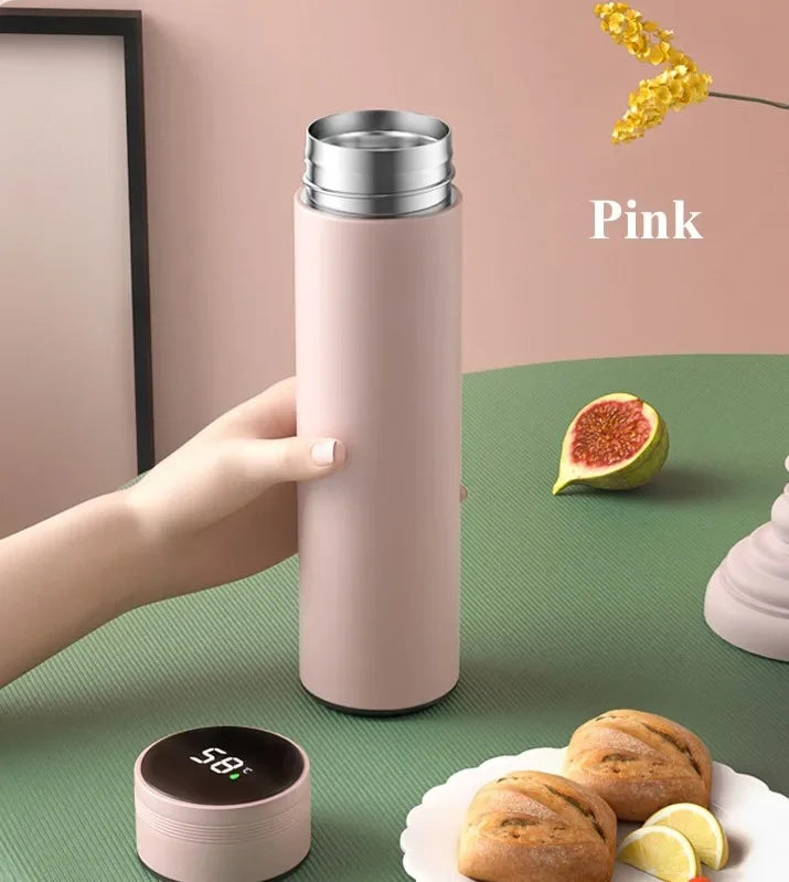 500ml Insulated Water Bottle in Stainless Steel – Temperature Display, Leak-Proof, 24 Hours Hot/Cold