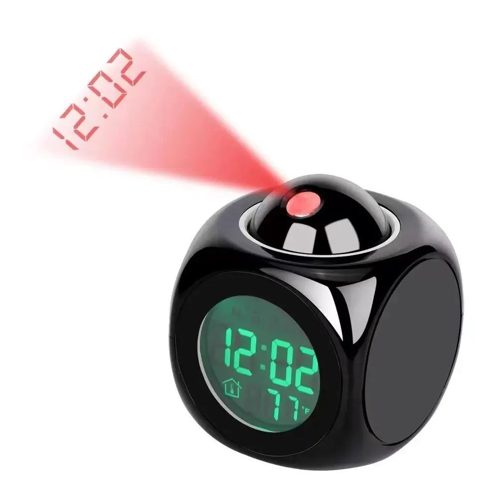 LED Display Alarm Clock with Dual Alarms and Temperature Projection
