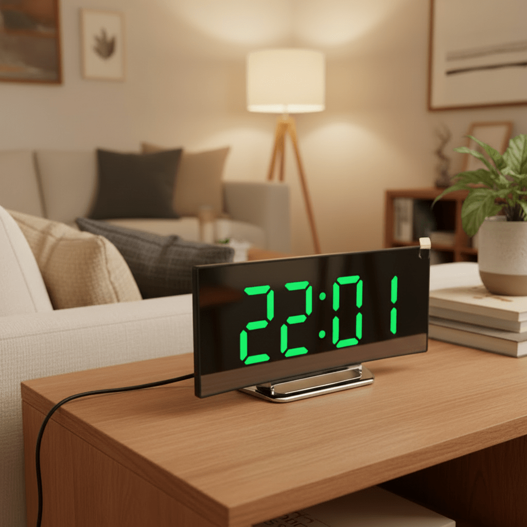 Slim LED Digital Alarm Clock – Quiet Wake-Up Light for Bedroom