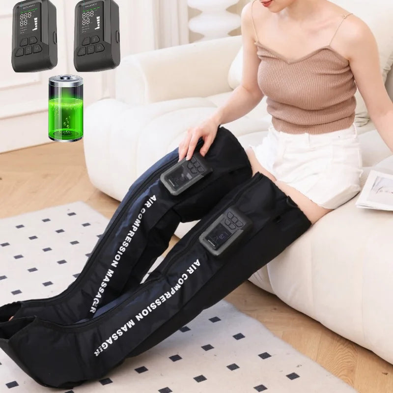 Rechargeable Air Pressure Wraps for Foot, Calf & Thigh Massage - 3 Modes, 5 Zones, 30-Minute Timer