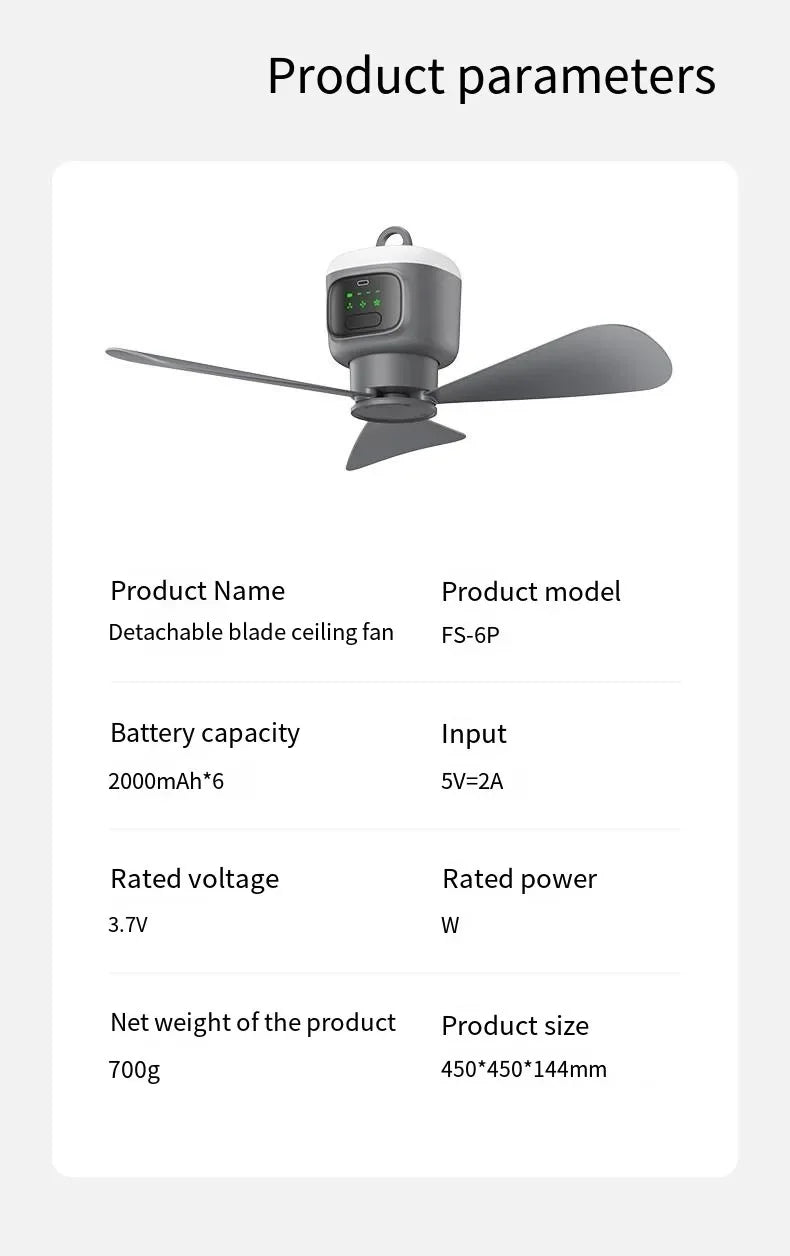 12000mAh Outdoor Camping Fan – Portable Ceiling Air Circulator and Cooler