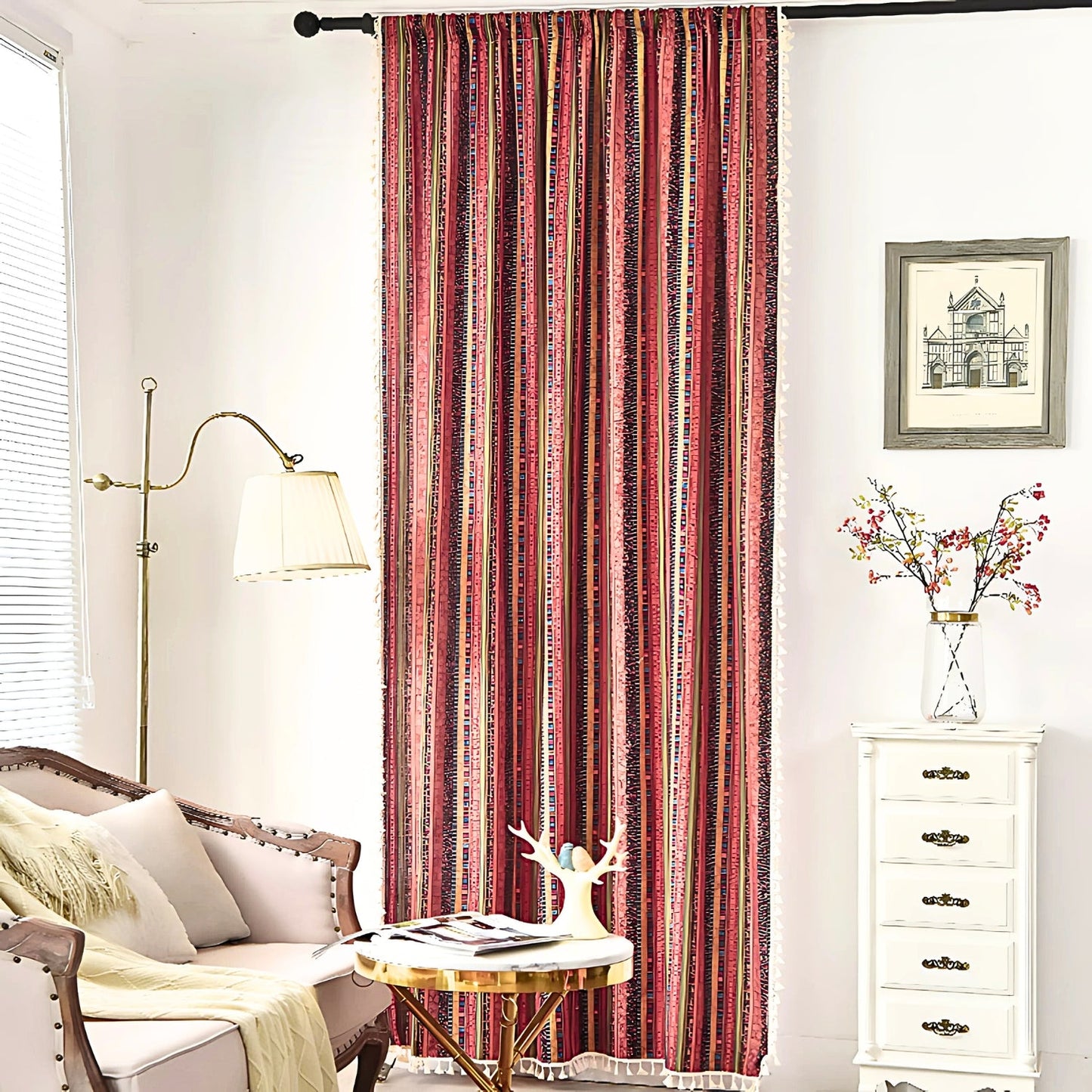 Chic Striped Tassel Window Drapes for Effortless Elegance