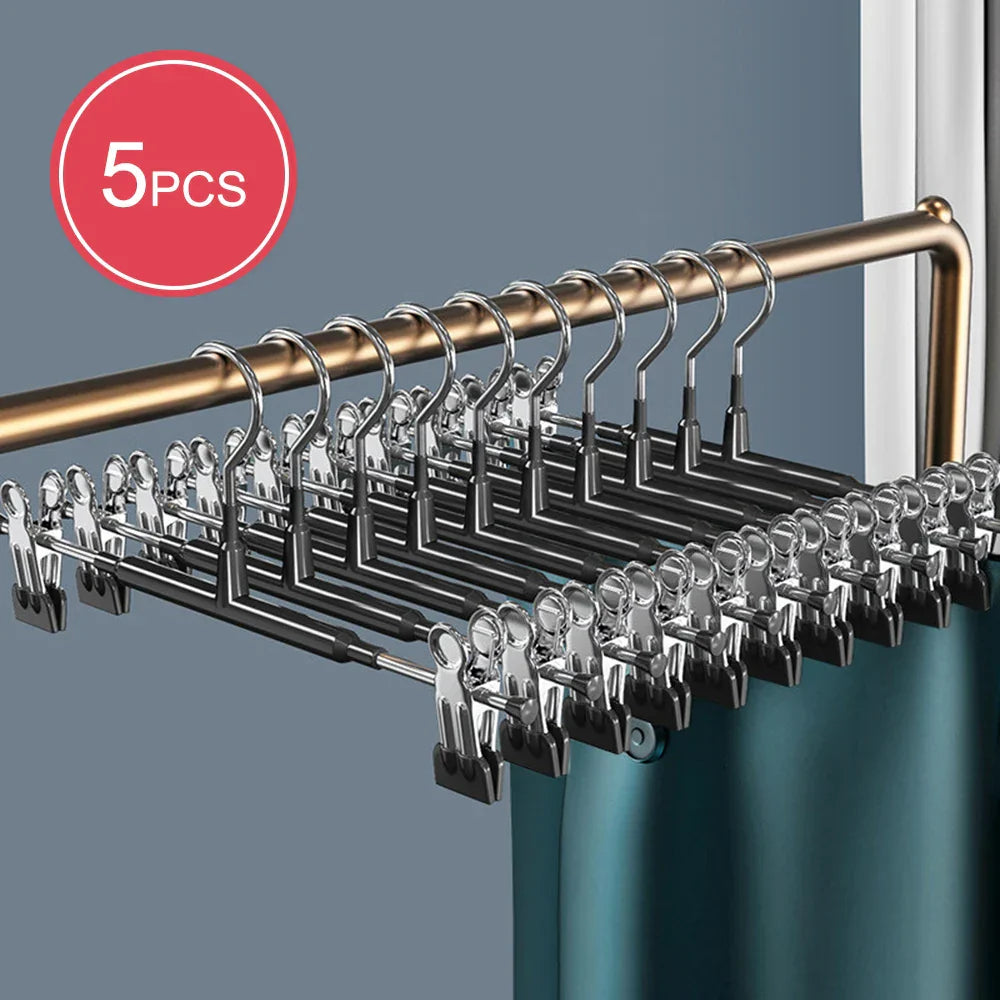 Adjustable Stainless Steel Hangers with Clips | Non-Slip & Space-Saving for Clothing & Laundry