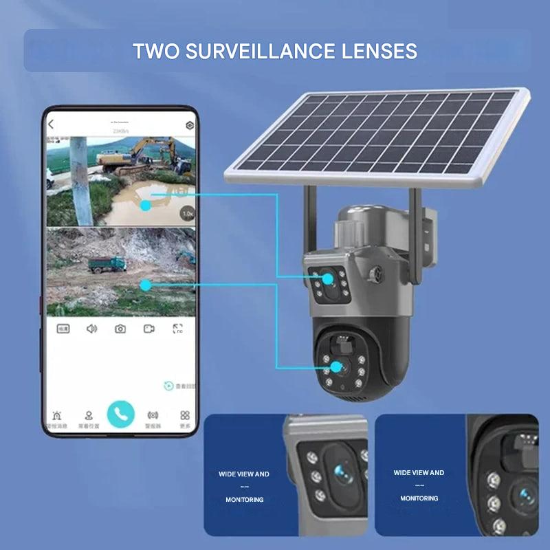 Eco-Friendly Solar-Powered Security Camera with Dual Lenses