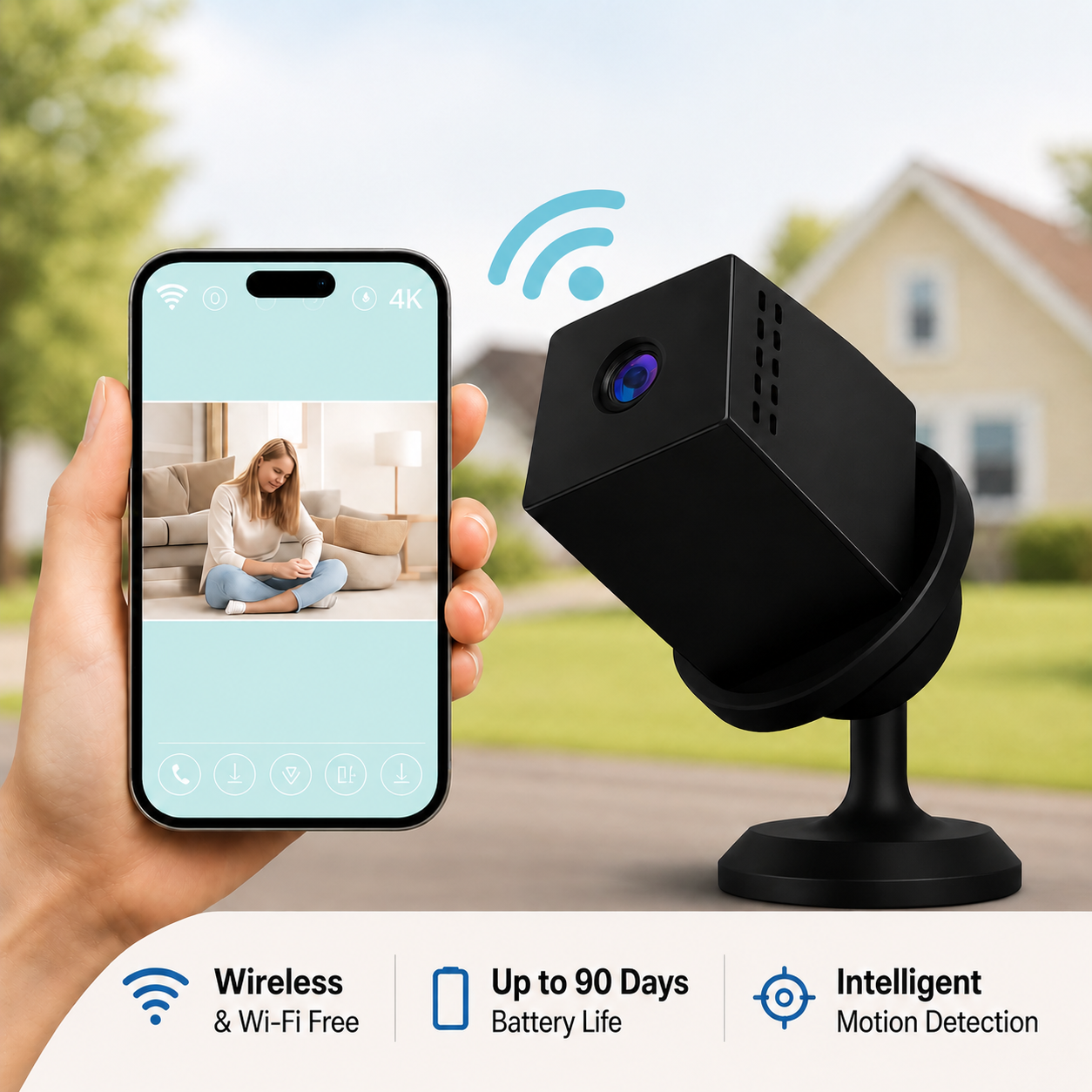 Wireless Security Camera | Solar-Powered & Rechargeable | Color Night Vision