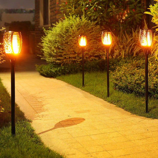 Set of 2 Solar LED Torch Lights with Flickering Flame Design