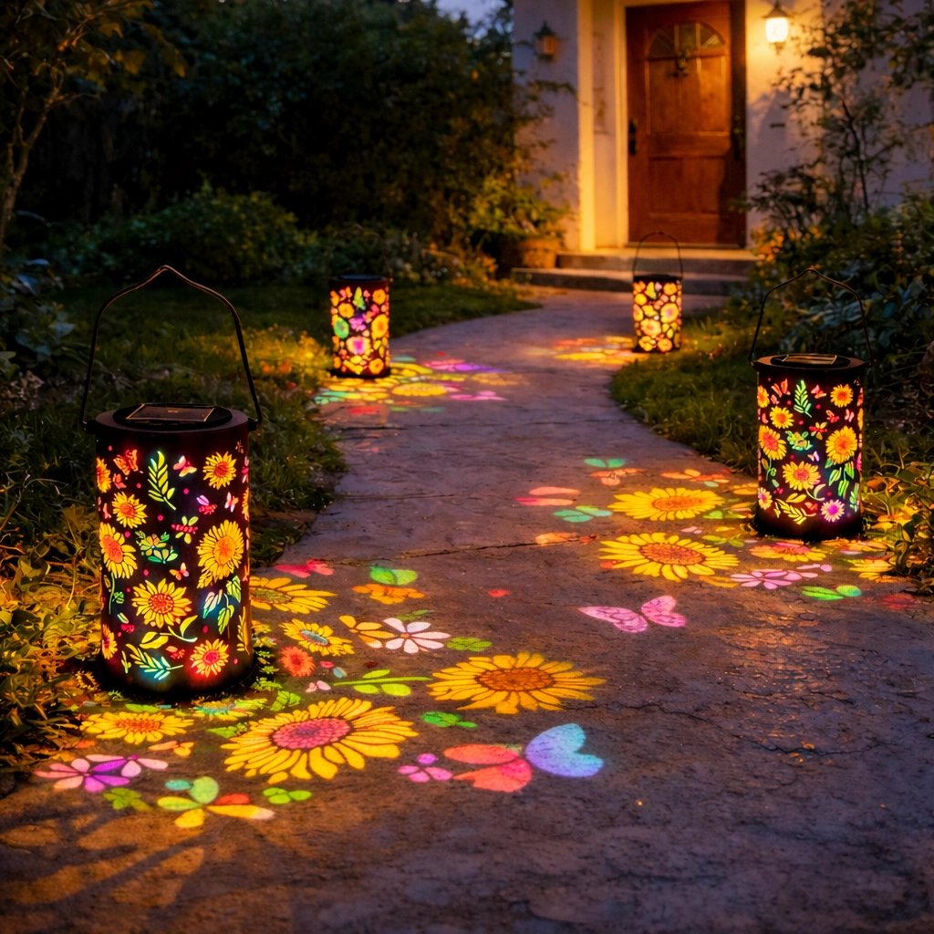 Illuminating Floral Solar Lantern for Enchanting Outdoor Spaces