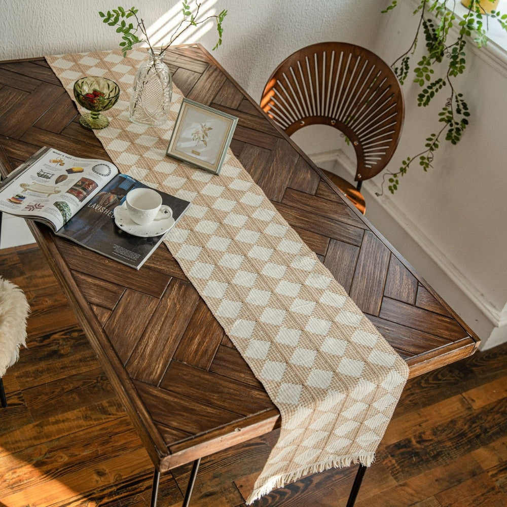 Chic Geometric Tassel Table Runner for Elegant Dining