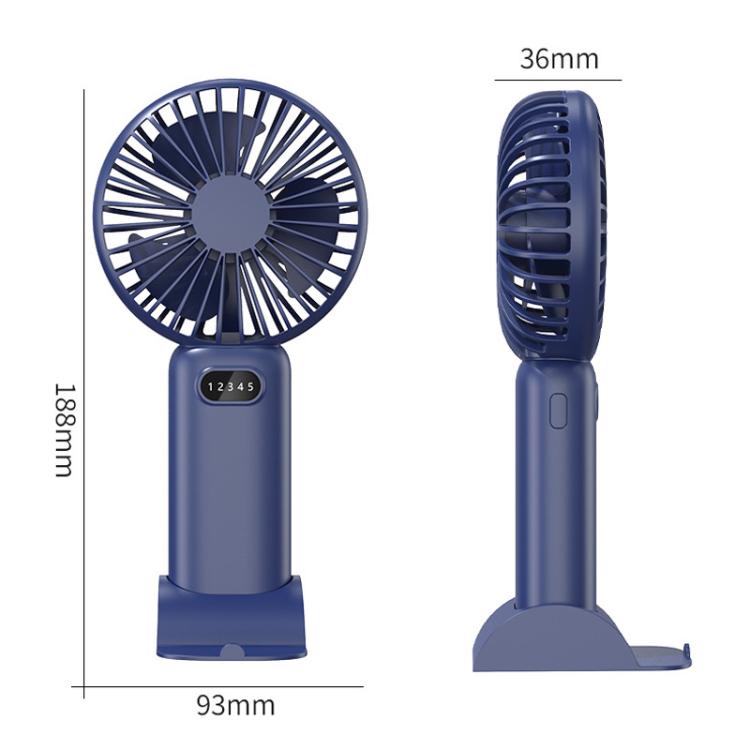 5-Speed Portable Handheld Fan with USB Charge and Desktop Stand (Navy Blue)